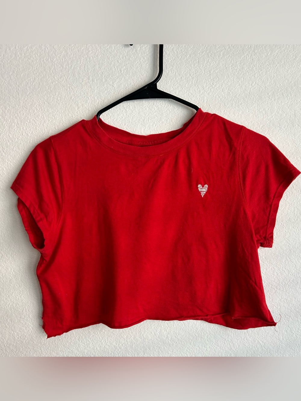 Universal Thread Red Cropped Tee with Heart Accent